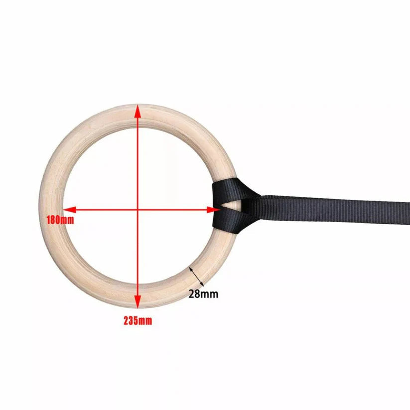 Wooden Gymnastic Olympic Rings Strength Training CrossFit Gym Fitness BS:600kg Ausie Sales