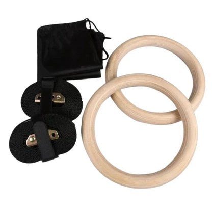 Wooden Gymnastic Olympic Rings Strength Training CrossFit Gym Fitness BS:600kg Ausie Sales