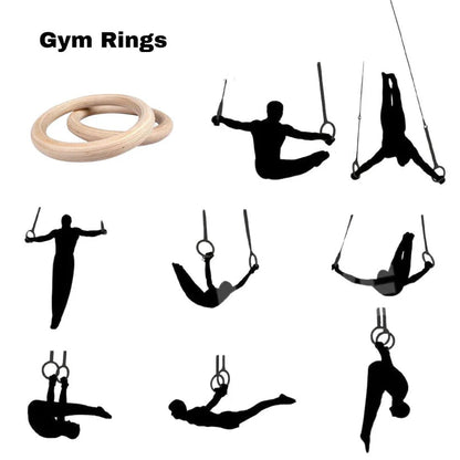 Wooden Gymnastic Olympic Rings Strength Training CrossFit Gym Fitness BS:600kg Ausie Sales