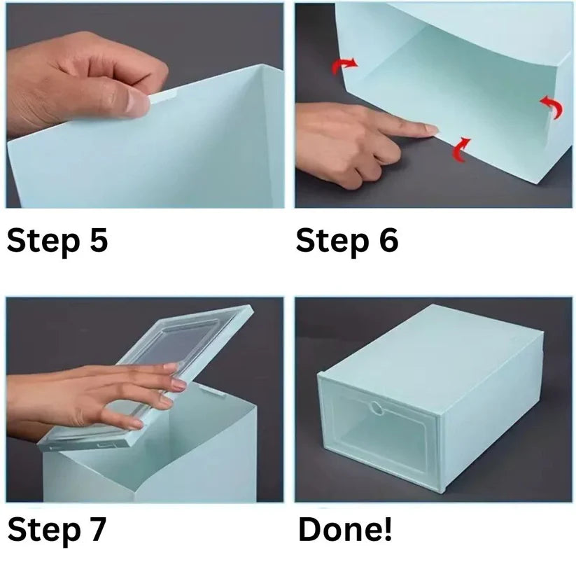 12pcs Foldable Clear Shoe Box Stackable Plastic Storage Case Organiser Rack Ausie Sales