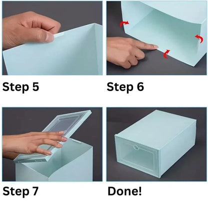 12pcs Foldable Clear Shoe Box Stackable Plastic Storage Case Organiser Rack Ausie Sales