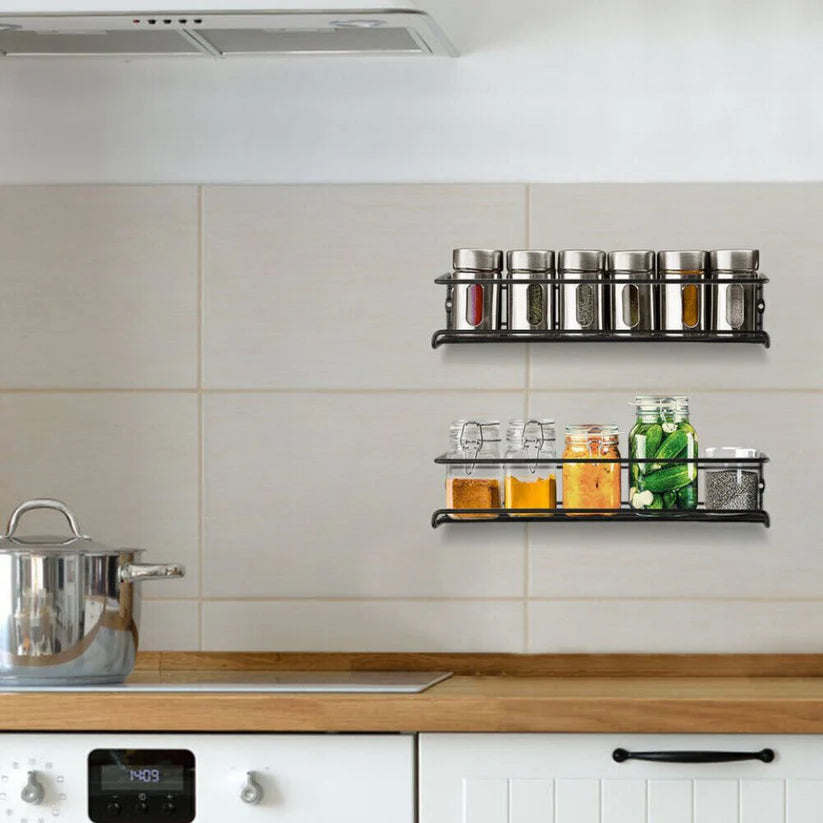 4PCS SET Kitchen Spice Rack Storage Organiser Shelves Wall Mount Kitchen Door Jar Ausie Sales