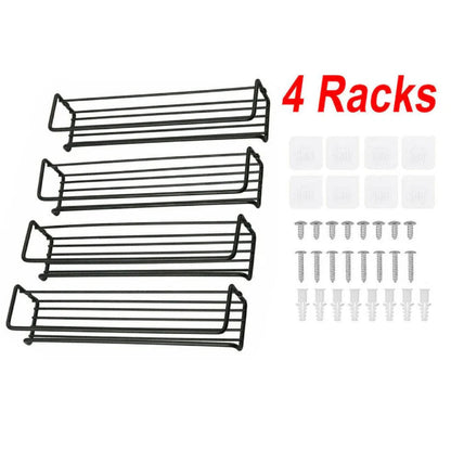 4PCS SET Kitchen Spice Rack Storage Organiser Shelves Wall Mount Kitchen Door Jar Ausie Sales