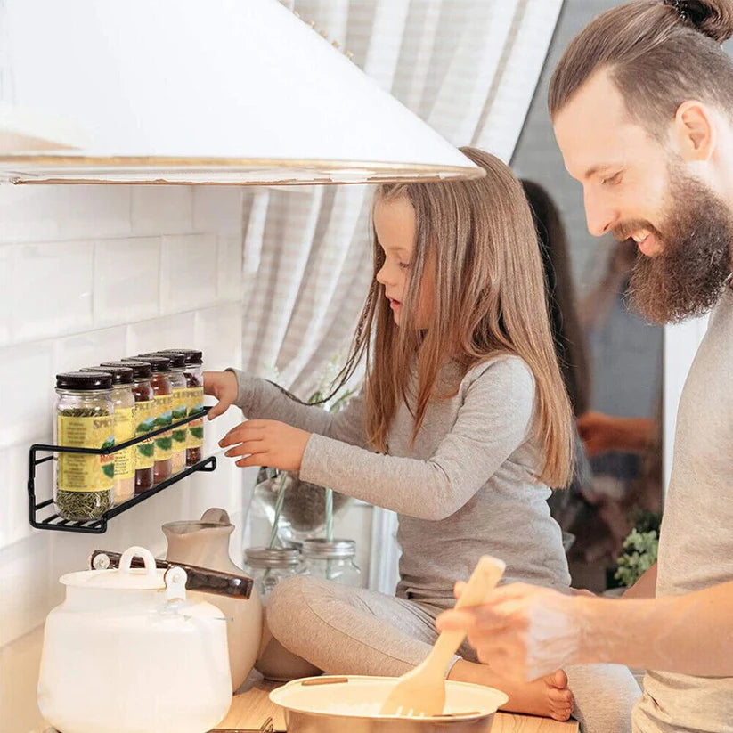 4PCS SET Kitchen Spice Rack Storage Organiser Shelves Wall Mount Kitchen Door Jar Ausie Sales
