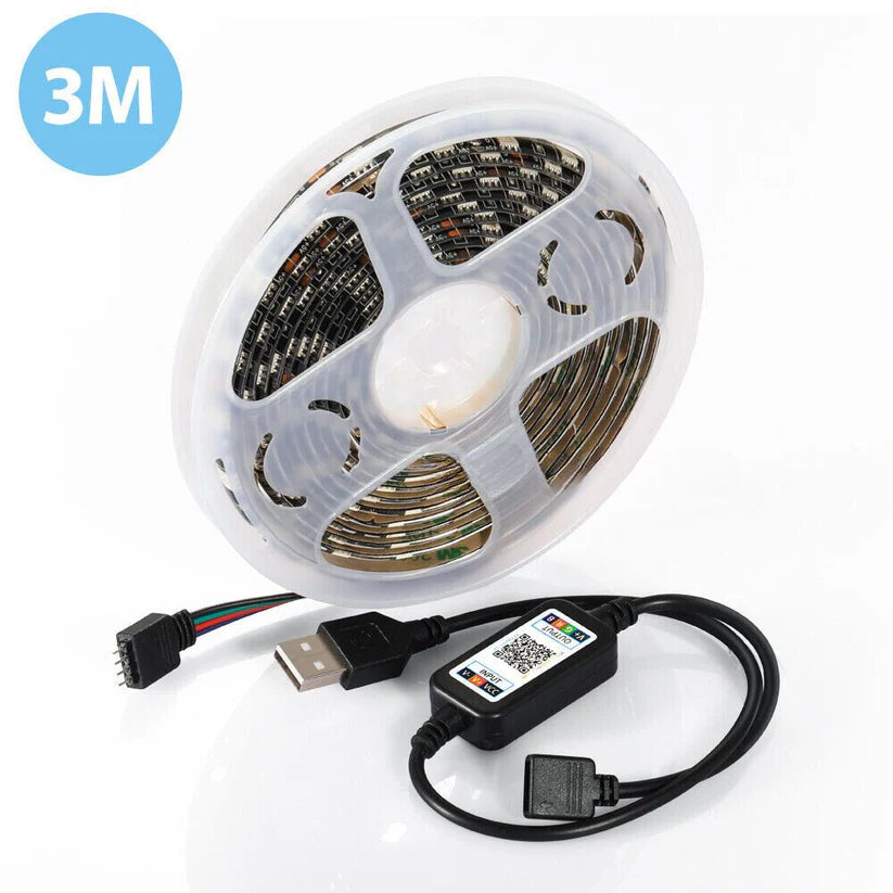 Bluetooth USB RGB LED Strip Lights 5V IP65 Waterproof 5050 5M 300 LEDs Ausie Sales