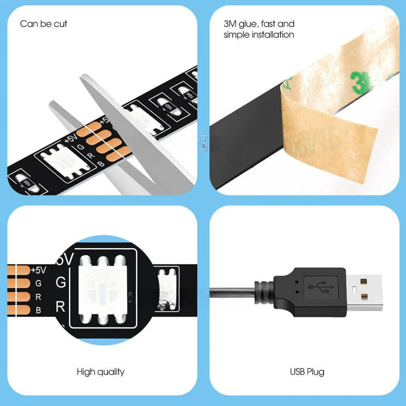 Bluetooth USB RGB LED Strip Lights 5V IP65 Waterproof 5050 5M 300 LEDs Ausie Sales