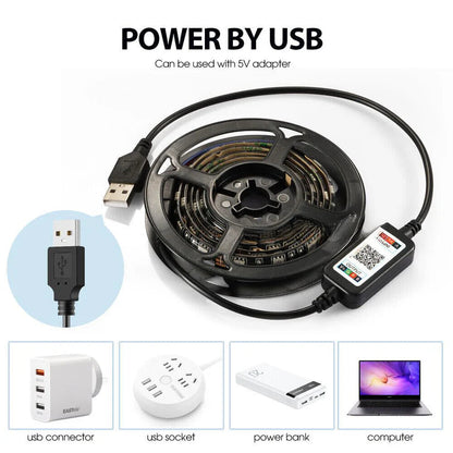 Bluetooth USB RGB LED Strip Lights 5V IP65 Waterproof 5050 5M 300 LEDs Ausie Sales