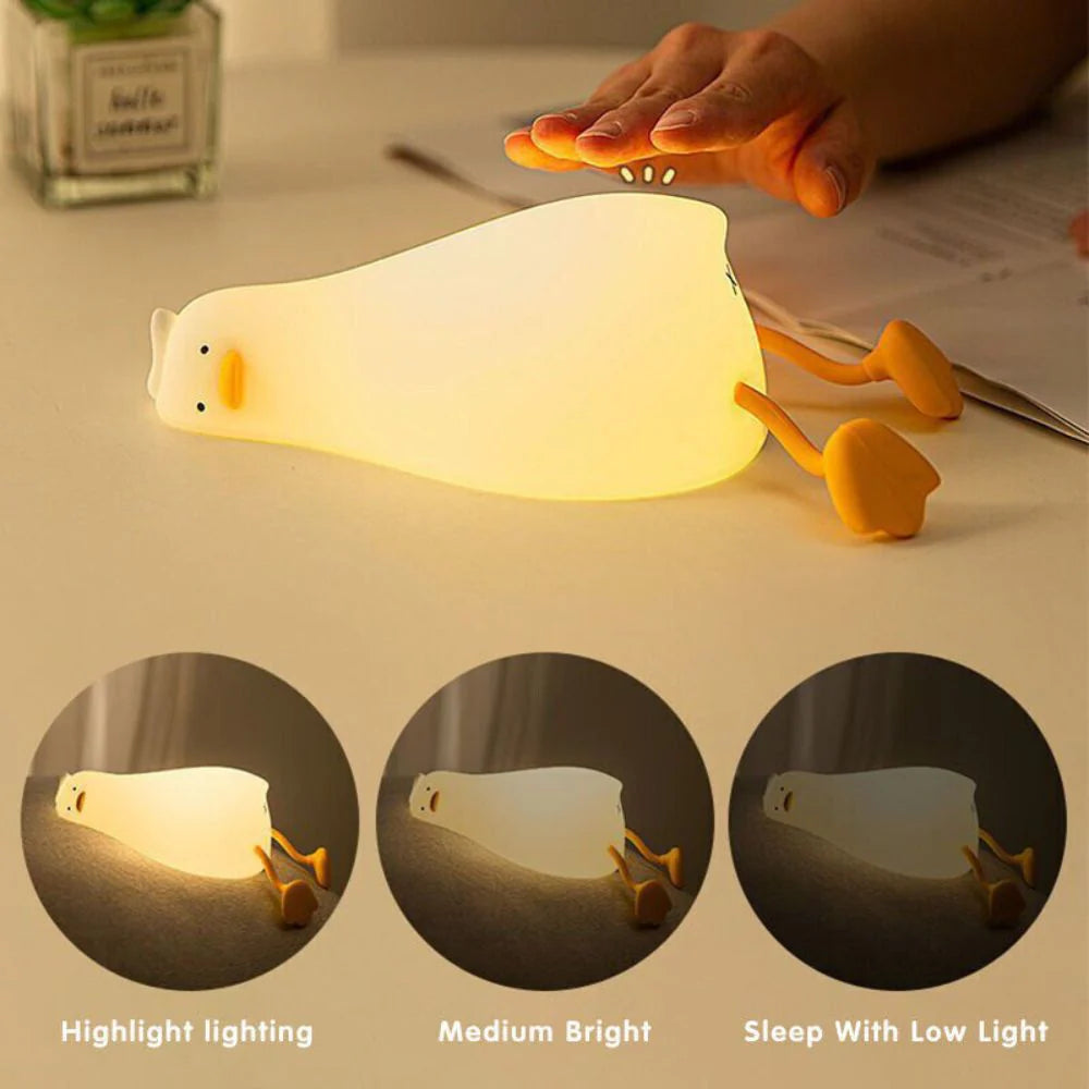 Night Light Lying Flat Duck Silicone Pat Lamp Cartoon Cute Children Lights Ausie Sales