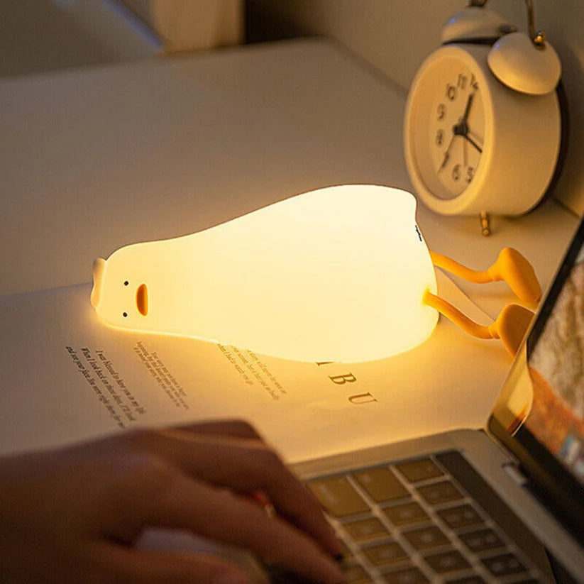 Night Light Lying Flat Duck Silicone Pat Lamp Cartoon Cute Children Lights Ausie Sales