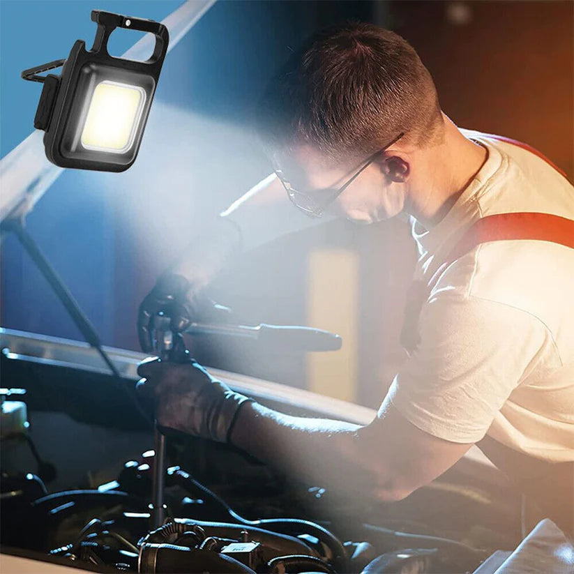 USB Rechargeable Mini Pocket COB LED Work Light Keychain Flashlight Torch Lamp Ausie Sales