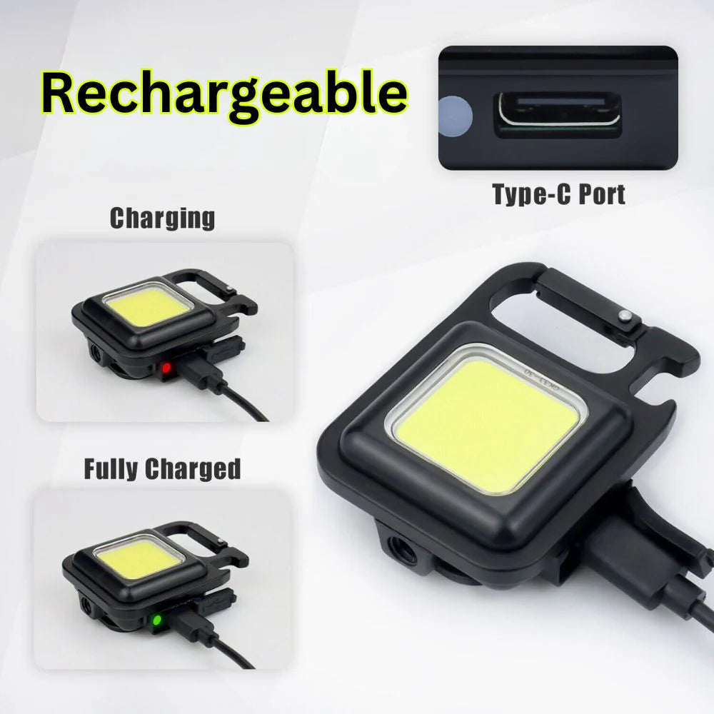 USB Rechargeable Mini Pocket COB LED Work Light Keychain Flashlight Torch Lamp Ausie Sales