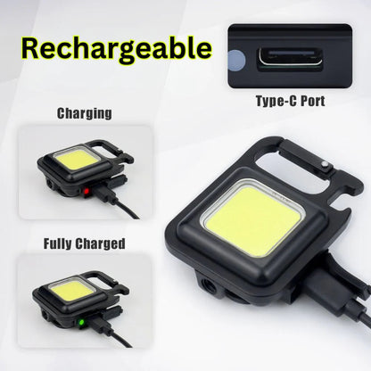 USB Rechargeable Mini Pocket COB LED Work Light Keychain Flashlight Torch Lamp Ausie Sales