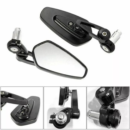 Universal Motorcycle Rear Side View Mirrors Bike Bar End Cafe Racer Black 7/8" Ausie Sales