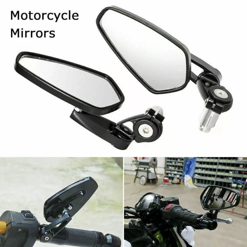 Universal Motorcycle Rear Side View Mirrors Bike Bar End Cafe Racer Black 7/8" Ausie Sales