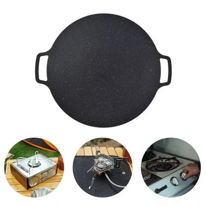 Korean Non-stick BBQ Grill Pan Iron Outdoor Barbecue Round Hot Plate Garden 41CM