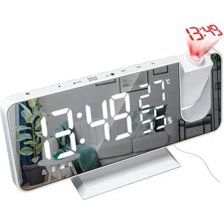 LED Digital Smart Alarm Clock Projection Time Projector Temperature LCD Display