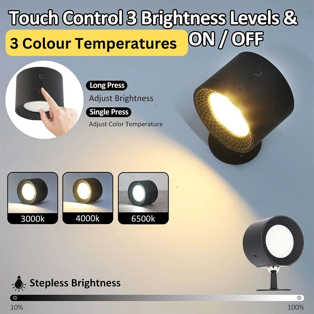 LED Wall Rechargeable Battery Reading Lights Wall Light Sconce Lamp Wall Mounted Ausie Sales