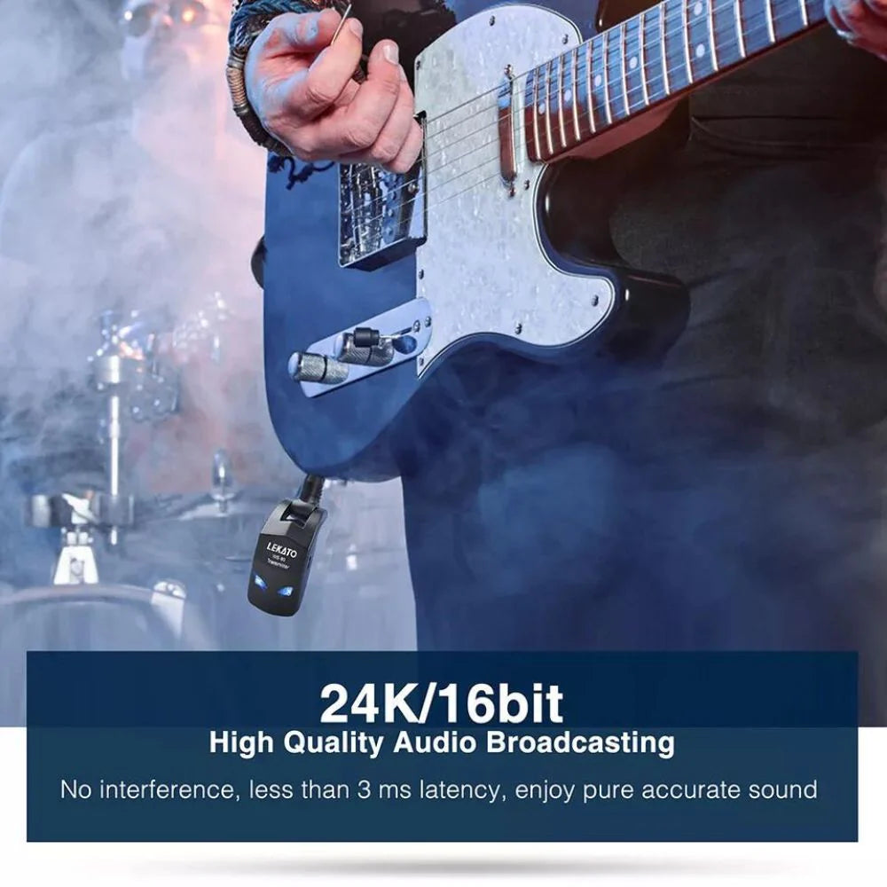 Wireless Guitar Transmitter Receiver Audio System 2.4Ghz ISM 4 Channel