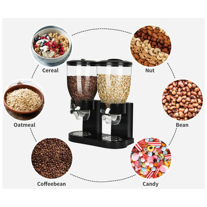 Large Double Cereal Dispenser Kitchen Container Tank Dry Food Snack Canister