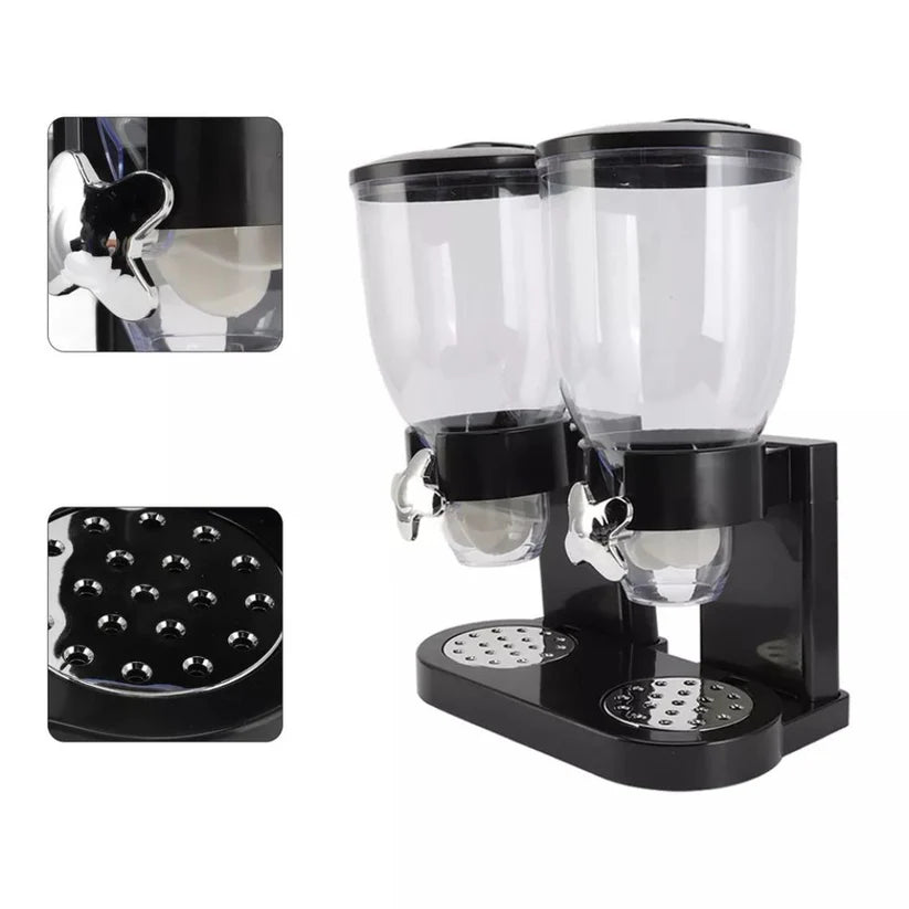 Large Double Cereal Dispenser Kitchen Container Tank Dry Food Snack Canister