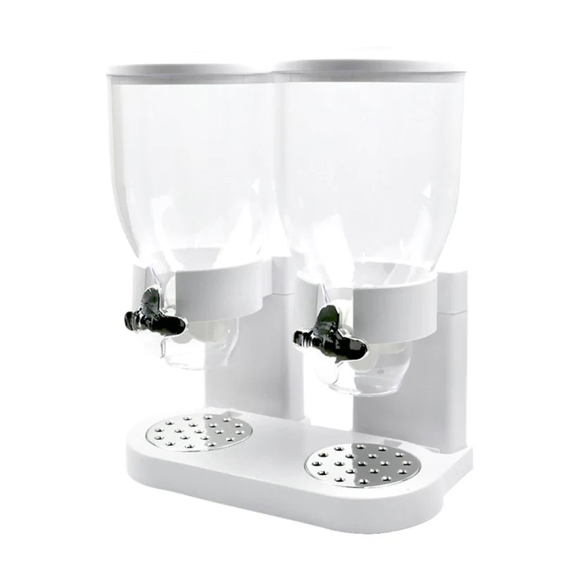 Large Double Cereal Dispenser Kitchen Container Tank Dry Food Snack Canister