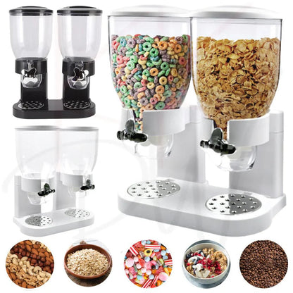 Large Double Cereal Dispenser Kitchen Container Tank Dry Food Snack Canister