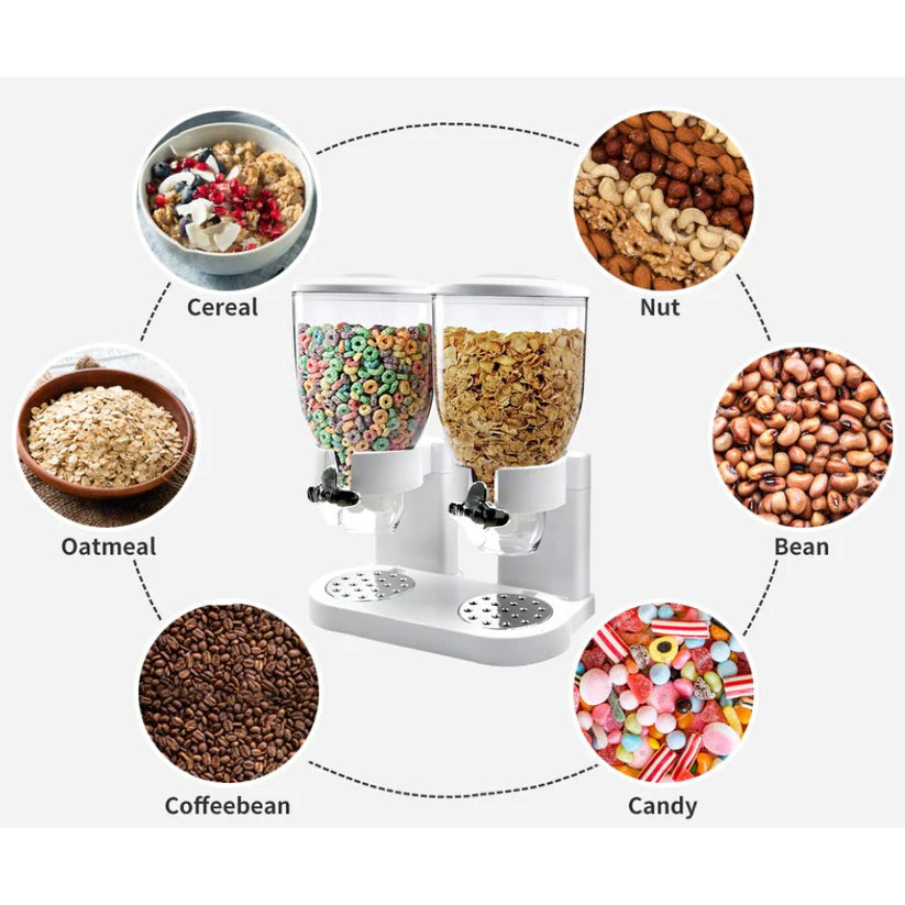 Large Double Cereal Dispenser Kitchen Container Tank Dry Food Snack Canister