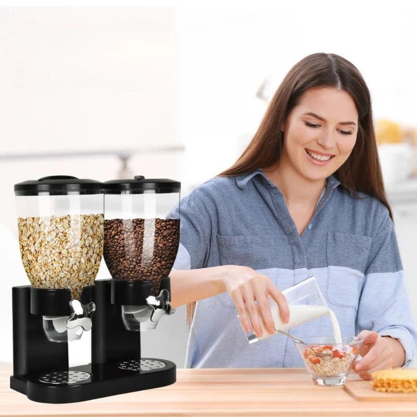 Large Double Cereal Dispenser Kitchen Container Tank Dry Food Snack Canister
