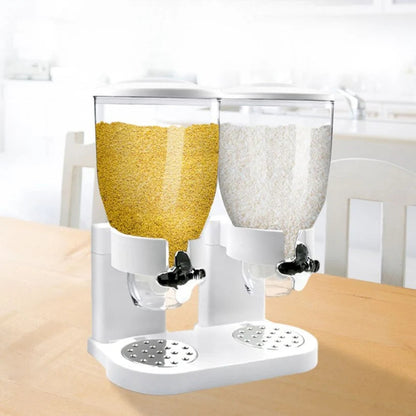 Large Double Cereal Dispenser Kitchen Container Tank Dry Food Snack Canister