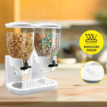 Large Double Cereal Dispenser Kitchen Container Tank Dry Food Snack Canister