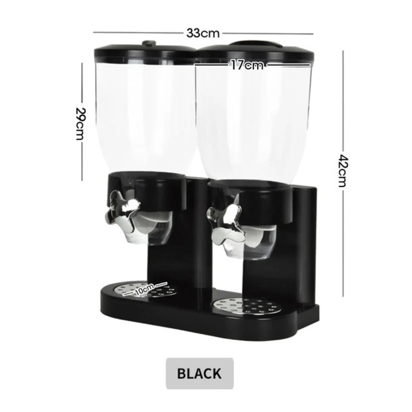 Large Double Cereal Dispenser Kitchen Container Tank Dry Food Snack Canister