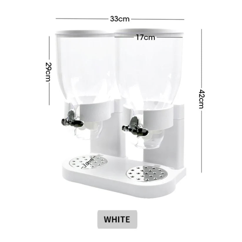 Large Double Cereal Dispenser Kitchen Container Tank Dry Food Snack Canister