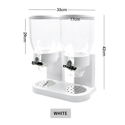 Large Double Cereal Dispenser Kitchen Container Tank Dry Food Snack Canister