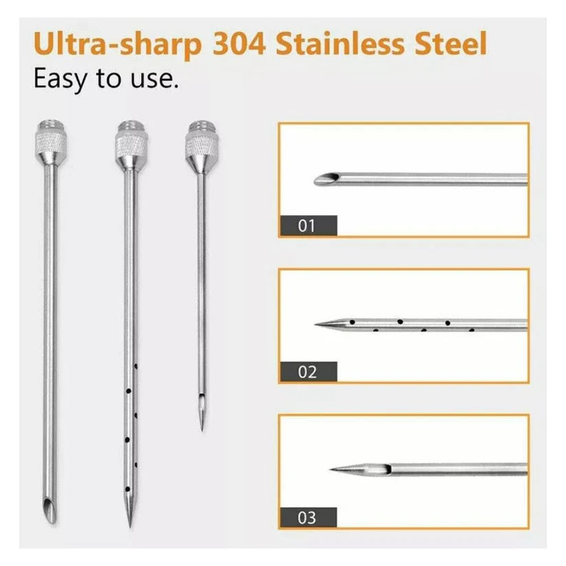 Meat Seasoning Injector Syringe BBQ Tool Kit Marinade Turkey Basting Flavor Food