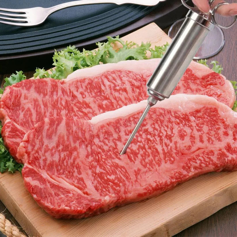 Meat Seasoning Injector Syringe BBQ Tool Kit Marinade Turkey Basting Flavor Food
