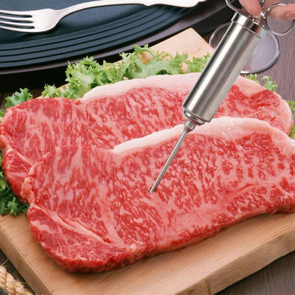Meat Seasoning Injector Syringe BBQ Tool Kit Marinade Turkey Basting Flavor Food