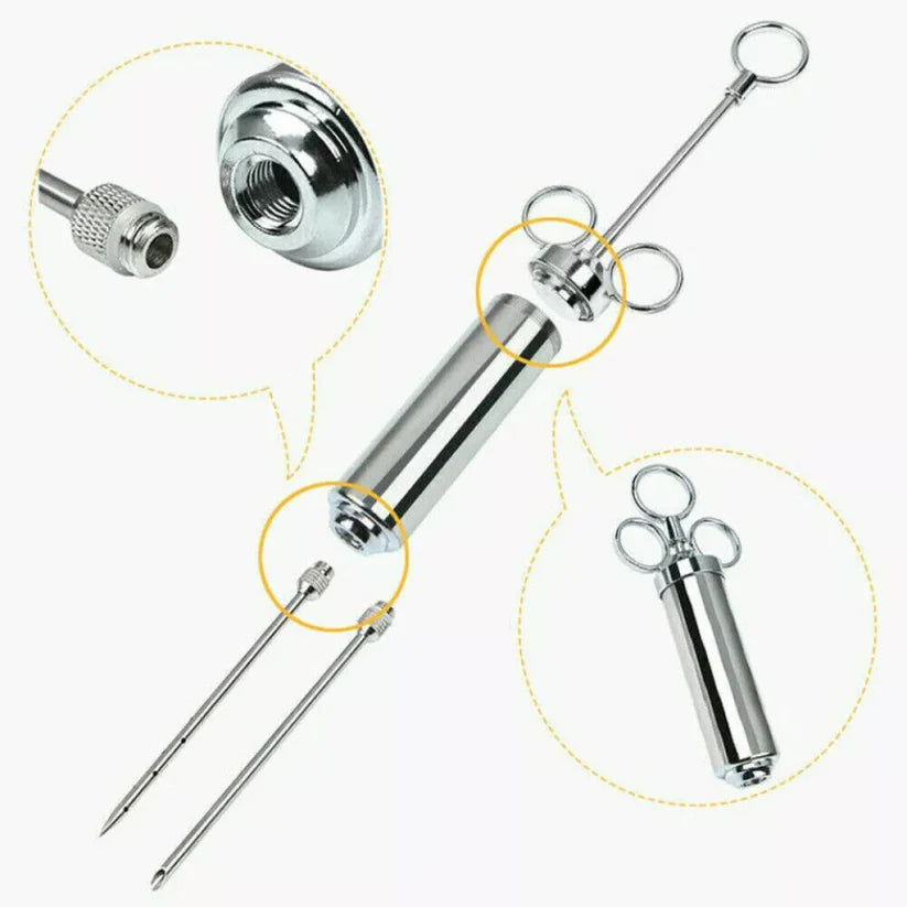 Meat Seasoning Injector Syringe BBQ Tool Kit Marinade Turkey Basting Flavor Food