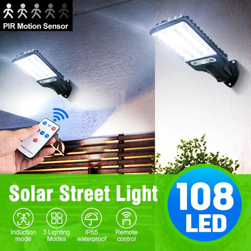 Motion Sensor Solar Flood Light 9000W LED Security Wall Yard Street Outdoor Lamp
