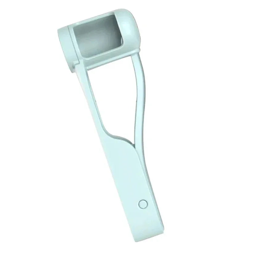 Light blue skin care roller on a white background

