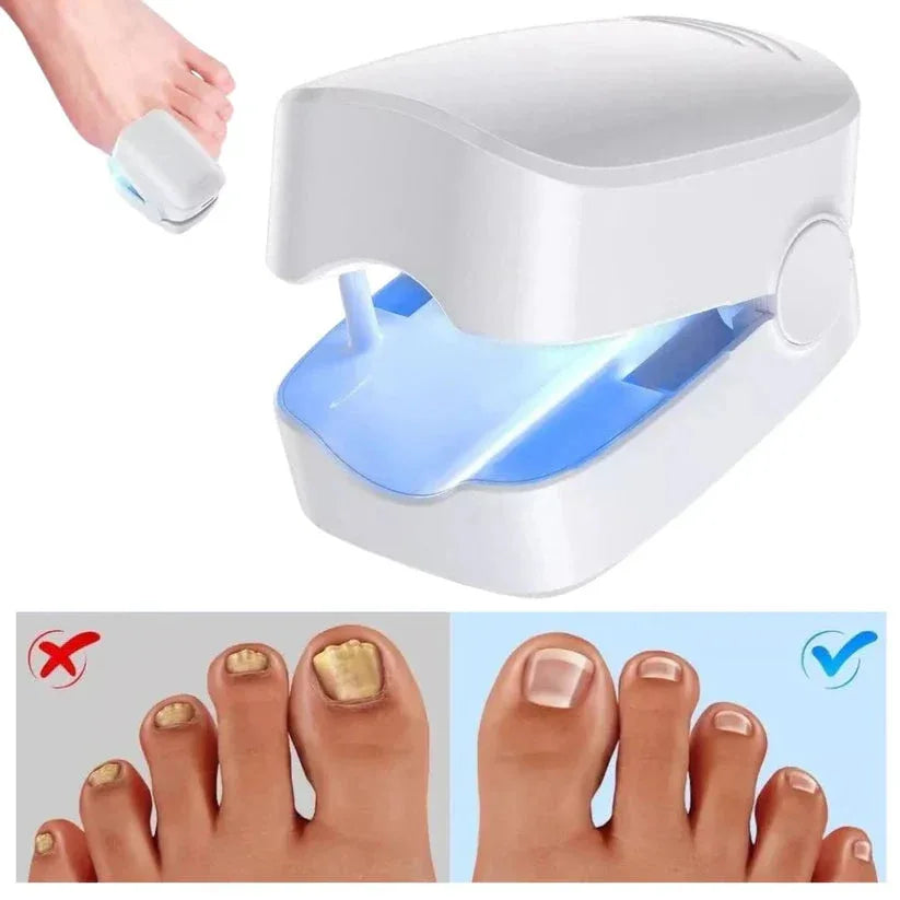 Foot care device with a before and after comparison of toenails.

