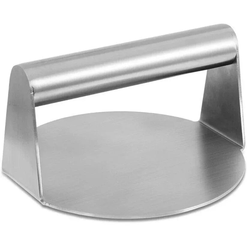 Metallic object with a handle on a white background

