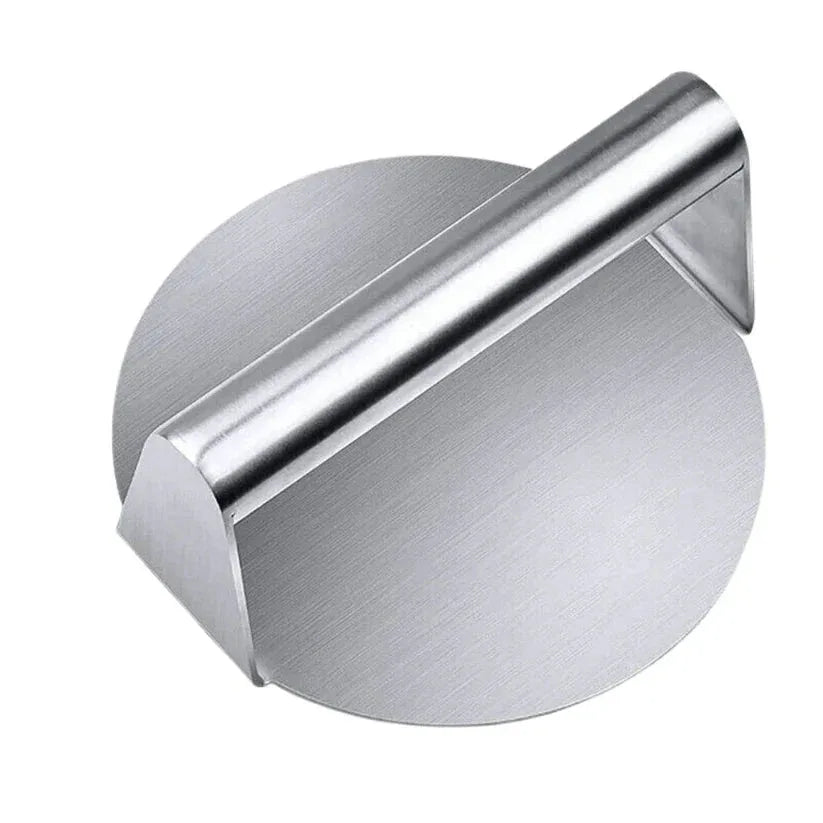Metallic wall hook on a white background

