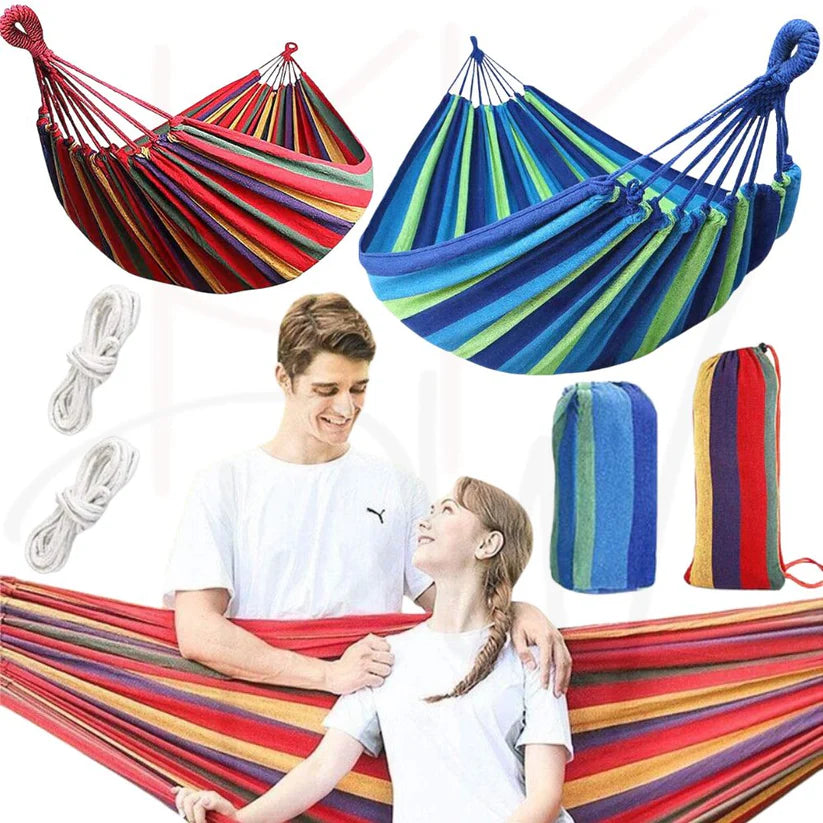Outdoor Double Hammock Swinging Camping Hanging Travel Bed Tree Strap Hook