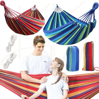Outdoor Double Hammock Swinging Camping Hanging Travel Bed Tree Strap Hook