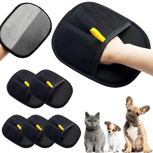 Pet grooming gloves for removing loose fur

