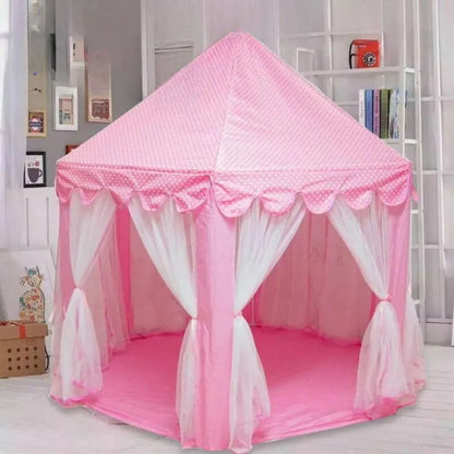 Pink Princess Castle Play Tent Kids Teepee Play House Outdoor Indoor
