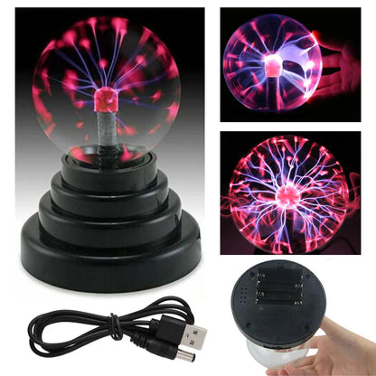 Plasma ball lamp with touch-sensitive lightning effects
