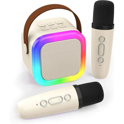 Portable Kids Mini Karaoke Machine with 2 Microphones Wireless Bluetooth Speaker