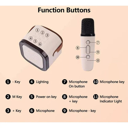 Portable Kids Mini Karaoke Machine with 2 Microphones Wireless Bluetooth Speaker