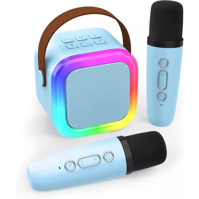 Portable Kids Mini Karaoke Machine with 2 Microphones Wireless Bluetooth Speaker